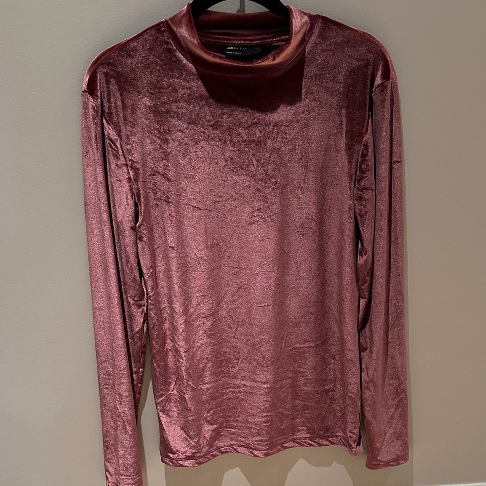 Velvet Long Sleeve Top in Rose